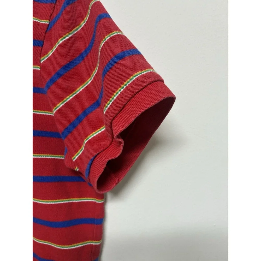 Polo Ralph Lauren Large Custom Fit Red Striped Polo With Yellow Logo Casual